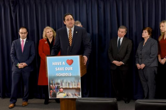 Assemblyman Lupinacci speaks at the press conference.